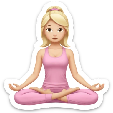 blonde yoga girl light pink clothes n sticker