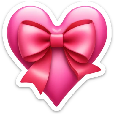 pink heart with red ribbon bow sticker