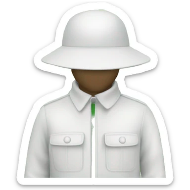 gardener pith helmet jacket white green trees  sticker