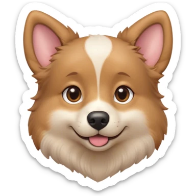 Cinematic Cute Domestic Dog Portrait Emoji, Head tilted playfully and inquisitively, with a delightfully fluffy, friendly build and a characteristically charming face featuring a soft snout and perky ears, accentuated by a glossy coat and round, sparkling eyes full of mischief, Simplified yet irresistibly adorable features, highly detailed, glowing with a warm, friendly glow, high shine, affectionate and lively, stylized with a touch of whimsical cuteness, soft glowing outline, capturing the essence of a mischievous yet loving dog that feels like it could bound out of the screen into your arms! sticker