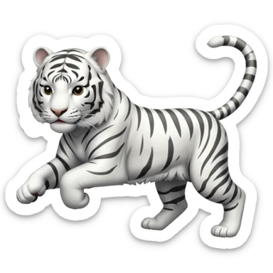 A white tiger pouncing at the screen with silver accsents make it less cartoon looking  sticker
