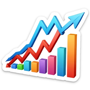 Upward trending business chart with arrow pointing up sticker