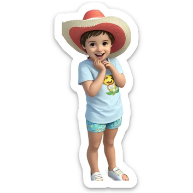 happy child in summer outfit sticker