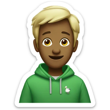 Silly goose in green sweatshirt  sticker