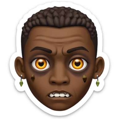 Zumbi man, black eye, studded earrings on both ears sticker