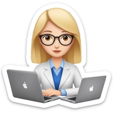 girl analyst with a laptop and charts sticker