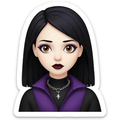Goth girl black hair brown eyes sticker