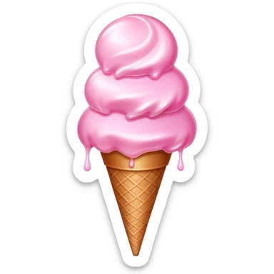 Glossy cotton candy in cone with shimmering, dewy surface and reflective highlights sticker