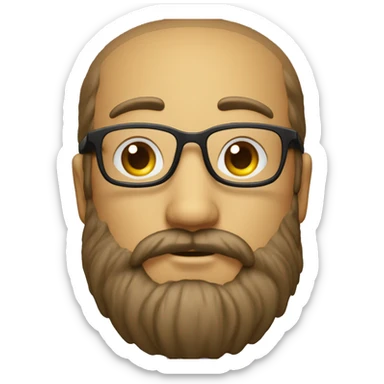 Tête avec une barbe des cheveux et des lunettes rondes sticker