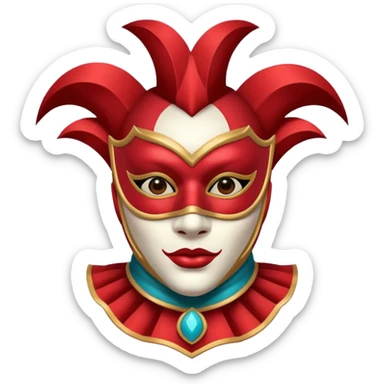 circus masked performer portrait, head and shoulders only, elegant carnival mask, dramatic costume collar, mysterious expression, 3D cartoon, mobile game icon style, clean background, no text, no watermark sticker