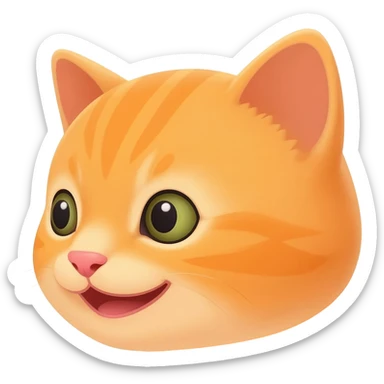 Gatito bebé naranja asoma sonriente desde un costado su cabeza sticker