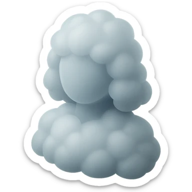 person made entirely of white fluffy convex clouds, shoulder length, front view, matte glass style sticker