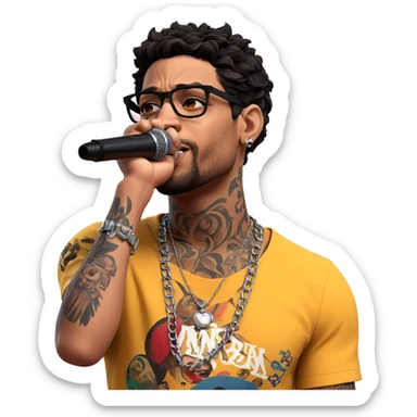 male vocalist with necklace and tattoos sticker