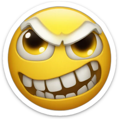 Angry yellow ball emoji showing teeth  sticker