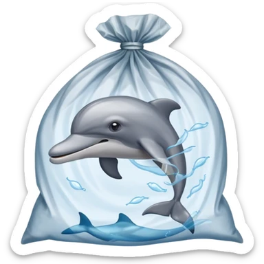 dolphin stuck in plastic waste bag sticker