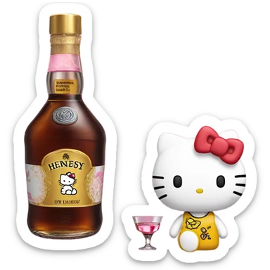 Hennessy bottle with hello Kitty sticker