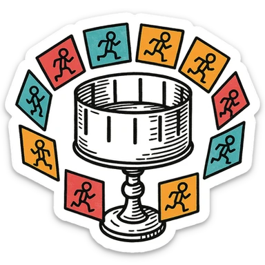 Make the zoetrope with vibrant, colorful animation frames around it, in the style of hand drawn icon with no fill sticker