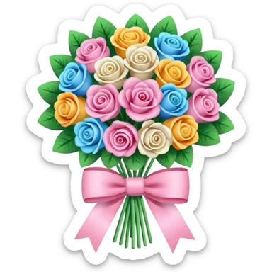 Money bouquet with a light pink bow on it sticker