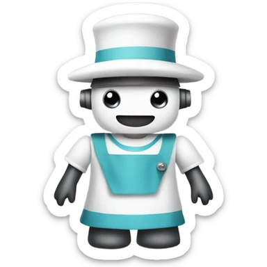 Robot wearing a maid apron and hat sticker