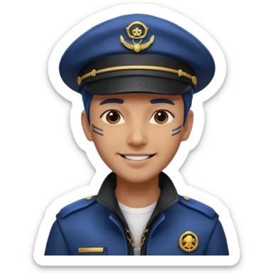 Cyberpunk sea captain with hat man, young - adult , happy  expression sticker