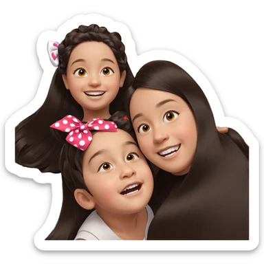 smiling girls with hair bows sticker