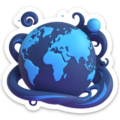 dark navy blue planet with swirls sticker