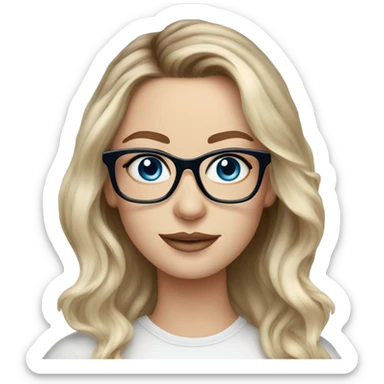 Beautiful Balayage pale Realistic lady with glasses and blue eyes  sticker