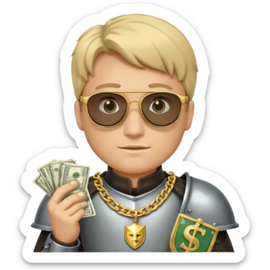 Knight with gold chain dark glasses money sticker