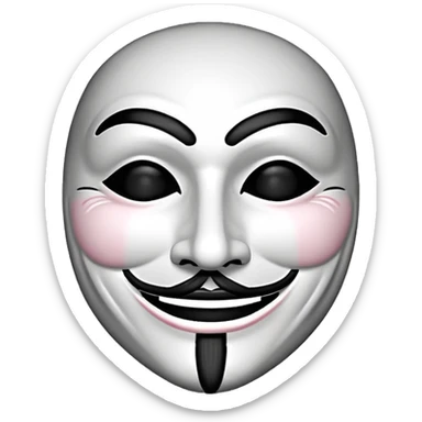 Black and white Guy fawkes mask emoji sticker