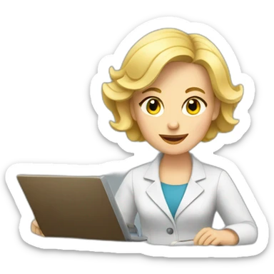 blond female genealogist conducting research sticker