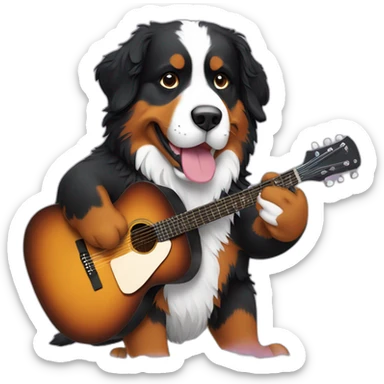 bernese mountain dog playng guitar sticker