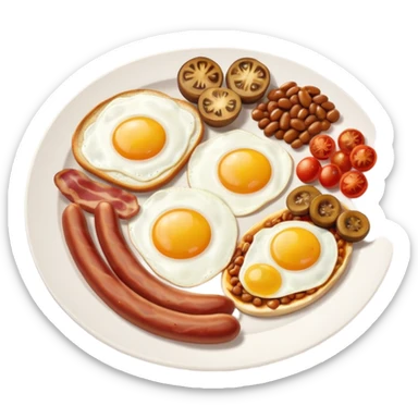 English Breakfast: Plate with eggs and bacon













 sticker