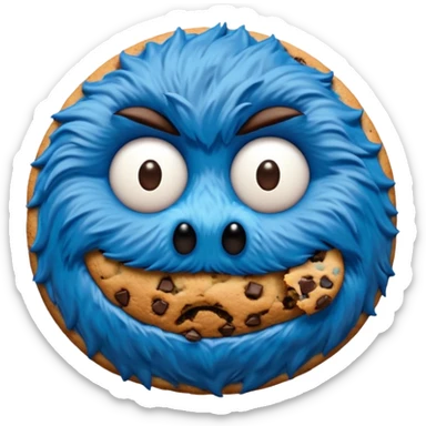 sesame street cookie monster only face and cookie sticker