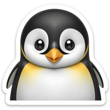 cinematic-cute-emperor-penguin-portrait-emoji,-head-tilted-playfully-and-inquisitively,-with-glossy,-pristine-plumage,-sparkling-eyes-filled-with-curiosity,-simplified-yet-irresistibly-adorable-features, black, large black eyes face, zoomed in sticker