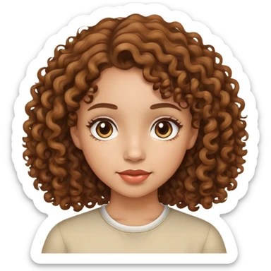 Light skinned medium Length brown curly haired girl sticker
