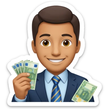 AN UNCLE with a tie in business clothes and with euro money
 sticker