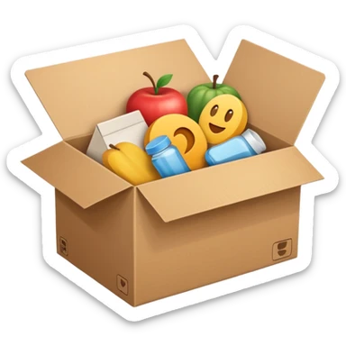 a box with different products sticker