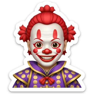 clown, wearing japanese samurai custome sticker