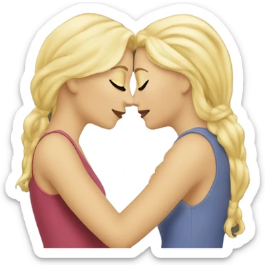 two blond lesbian women kissing  sticker