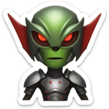 Alien knight sat fantasy anger red eyes forest background sticker