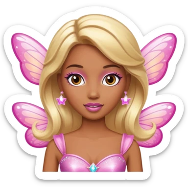 brown skin blonde barbie fairy  dust sticker