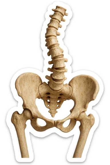 OSSA DI UN BACINO UMANO STORTO CON SPINA DORSALE STORTA, IPERREALISTICO 4K sticker