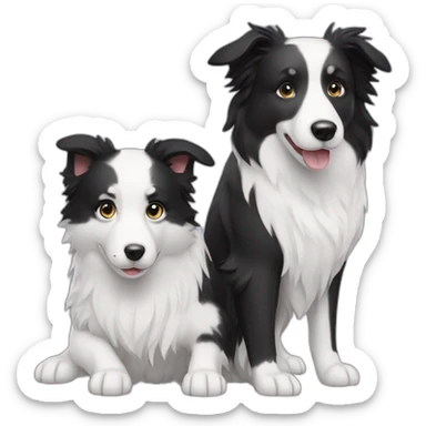Blue and white border collie with a black hair girl sticker