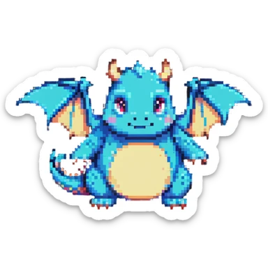 pixel art chubby dragon with tiny wings sticker