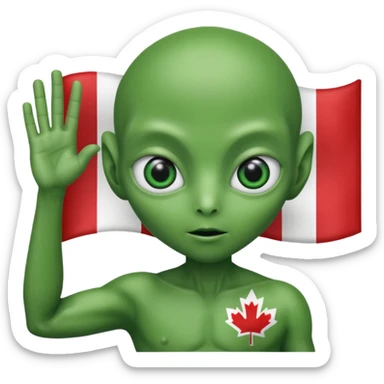 Aliens aluting Canadian flag sticker
