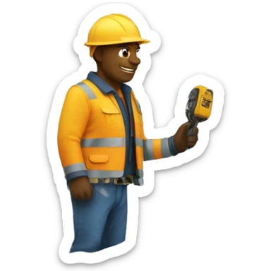 Electrical lineman working in snow sticker