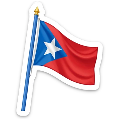 Bandeira vermelha, com uma faixa branca na diagonal cortando toda a bandeira, e uma estrela azul no meio sticker