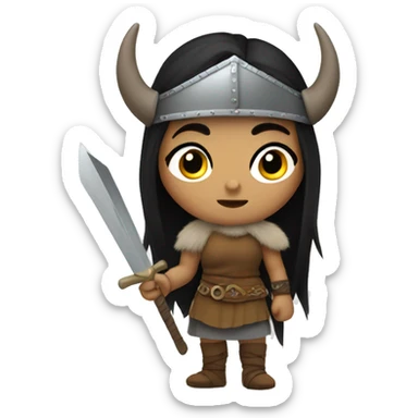 Viking woman warrior with Black hair sticker