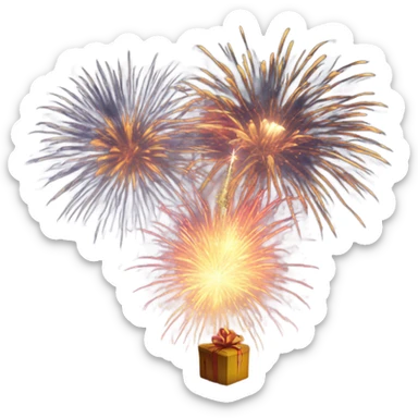 Happy new year with fireworks sticker