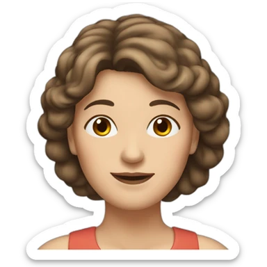 woman in her fifties with brown hair reaching to the shoulder sticker